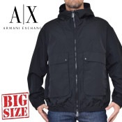 �礭�������� ��� ����ޡ��˥����������� A/X �ե른�å� �ա��ɥ��㥱�å� ������ɥ֥졼���� �� �֥�å� ARMANI EXCHANGE XXL