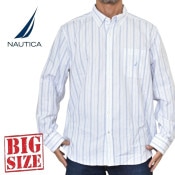 �礭�������� ��� NAUTICA �Ρ��ƥ��� �Ρ����� striped oxford shirt ���ȥ饤���� Ĺµ����� ���ݥ���� ���å����ե����� XXL