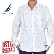 �礭�������� ��� NAUTICA �Ρ��ƥ��� �Ρ����� printed oxford shirt �ѡ������� Ĺµ����� ���å����ե����� XXL XXXL