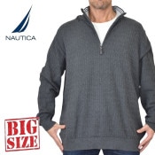 �礭�������� ��� NAUTICA �Ρ��ƥ��� textured quarter-zip sweater �ϡ��ե��å� �������������å� �������� �˥å� ���ݥ���� XXL XXXL XXXXL