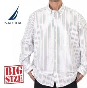 �礭�������� ��� NAUTICA �Ρ��ƥ��� striped oxford shirt Ĺµ����� ���ݥ���� ���ȥ饤���� ���å����ե����� XXXL