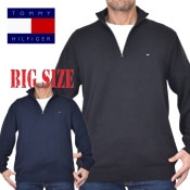 �礭����������� �ȥߡ��ҥ�ե����� TOMMY HILFIGER �ϡ��ե��å� �������������å� ���åȥ� Ĺµ �ȥåץ� �ե�å����� ���ݥ���Ȼɽ� Classic Quarter-Zip Sweater XXL