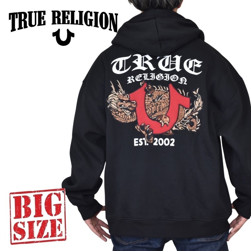 トゥルーレリジョン　ローリング・ストーンズ グラフィックパーカー 大きいサイズ メンズ TRUE RELIGION トゥルーレリジョン DORAGON WRAP