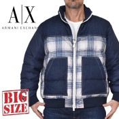 �礭����������� ����ޡ��˥����������� A/X ARMANI EXCHANGE ���ʥ��㥱�å� �֥륾�� �ǥ˥� �����å��� ���� �ѥå� �ͥ��ӡ� XXL