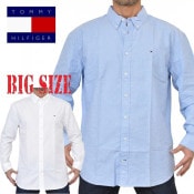 �礭����������� TOMMY HILFIGER �ȥߡ��ҥ�ե����� Regular Fit Stretch Oxford Shirt Ĺµ ���å����ե����� ���ȥ�å� �ȥåץ� �ܥ�������� �����奢�� �ӥ��ͥ� �ӥ����� �磻����� XXXL XXL