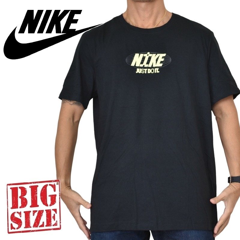 SALE】大きいサイズ メンズ NIKE ナイキ ロゴプリント 半袖Tシャツ 黒