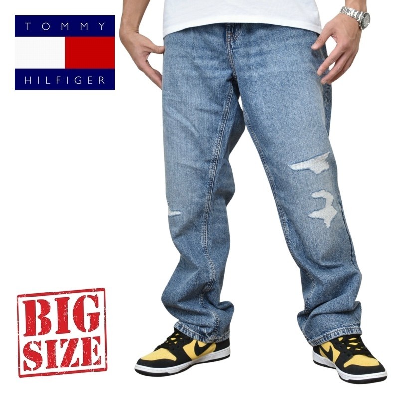 36(US)100cmトミーヒルフィガーUSA限定豪華デニムパンツ藍染501XX SALE】大きいサイズメンズ TOMMY HILFIGER JEANS トミーヒルフィガー