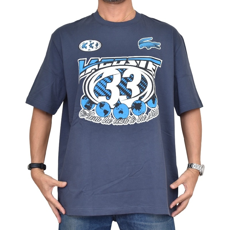 �礭�������� ��� Lacoste �饳���� ���롼�ͥå� Ⱦµ�ԥ���� Loose Fit �롼���ե��å� �����С������� XL XXL XXXL