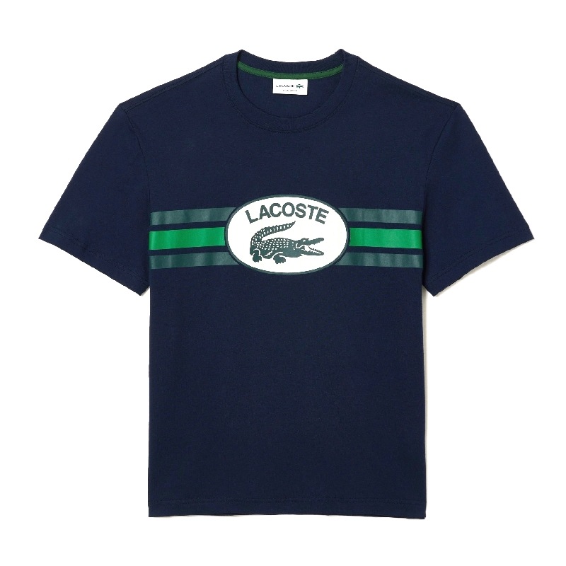 �礭�������� ��� Lacoste �饳���� ���롼�ͥå� Ⱦµ�ԥ���� �ͥ��ӡ��֥롼 LOOSE FIT COTTON MONOGRAM T-SHIRT XXL