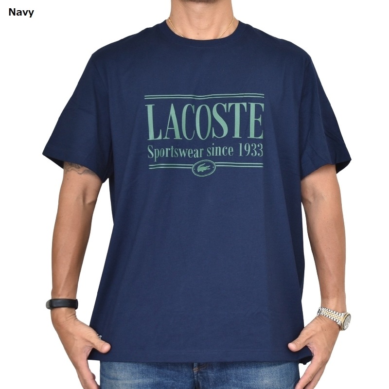 �礭�������� ��� Lacoste �饳���� ���롼�ͥå� Ⱦµ�ԥ���� �ͥ��ӡ� �� �ۥ磻�� REGULAR FIT JERSEY T-SHIRT XXL