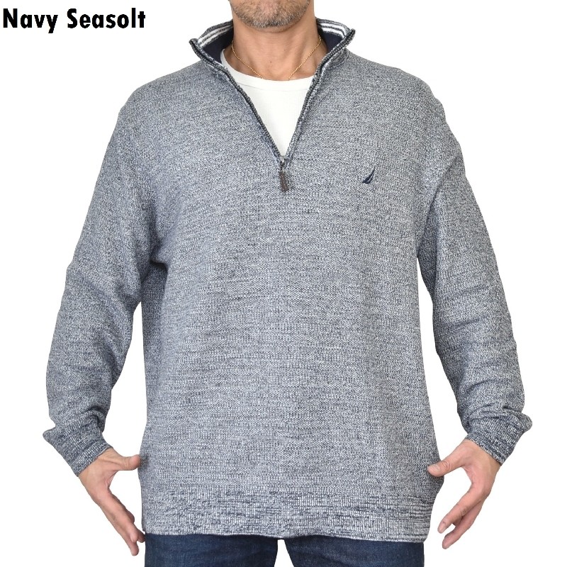 �礭�������� ��� NAUTICA �Ρ��ƥ��� marled quarter-zip sweater �ϡ��ե��å� �������������å� �������� �˥å� ���ݥ���� XXL XXXL XXXXL