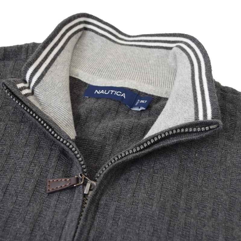 �礭�������� ��� NAUTICA �Ρ��ƥ��� textured quarter-zip sweater �ϡ��ե��å� �������������å� �������� �˥å� ���ݥ���� XXL XXXL XXXXL