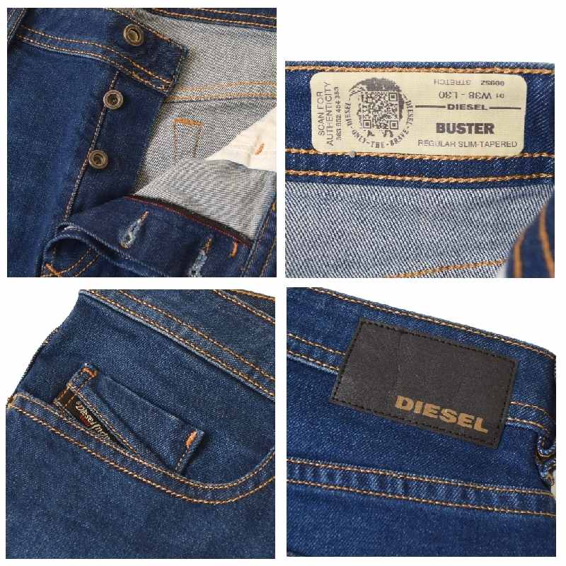 【SALE】 大きいサイズ メンズ DIESEL ディーゼル デニムパンツ ジーンズ ジーパン レギュラー スリム テーパード ストレッチ