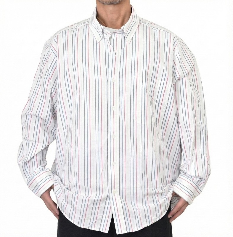 �礭�������� ��� NAUTICA �Ρ��ƥ��� striped oxford shirt Ĺµ����� ���ݥ���� ���ȥ饤���� ���å����ե����� XXXL