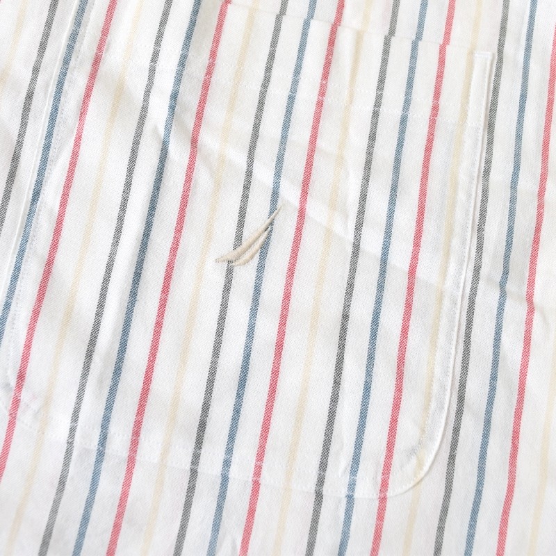 �礭�������� ��� NAUTICA �Ρ��ƥ��� striped oxford shirt Ĺµ����� ���ݥ���� ���ȥ饤���� ���å����ե����� XXXL