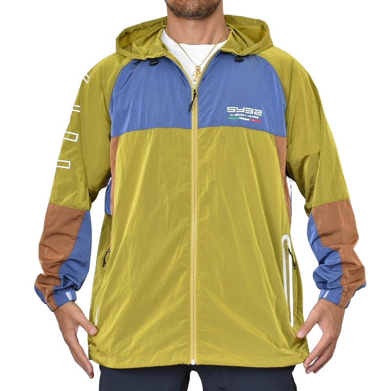 ��SALE�ۡ��������� �礭�������� ��� SY32 by SWEET YEARS ���������ȥ��䡼�� �ʥ����󥸥㥱�å� ������ɥ֥졼���� �������� ���åץա��ǥ��� RETRO COLOR NYLON ZIP HOODIE XXL XXXL XXXXL