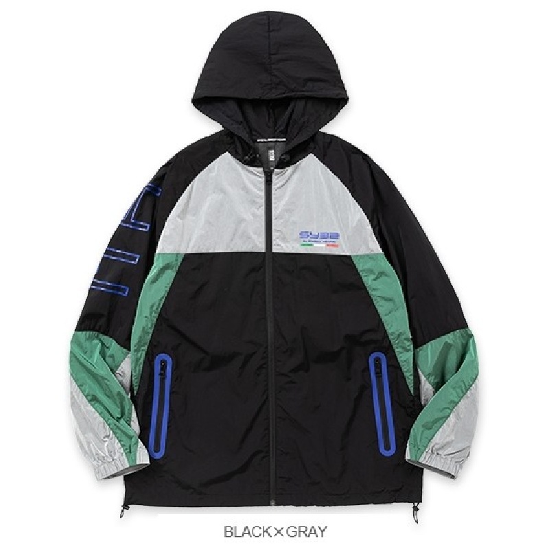 ��SALE�ۡ��������� �礭�������� ��� SY32 by SWEET YEARS ���������ȥ��䡼�� �ʥ����󥸥㥱�å� ������ɥ֥졼���� �������� ���åץա��ǥ��� RETRO COLOR NYLON ZIP HOODIE XXL XXXL XXXXL