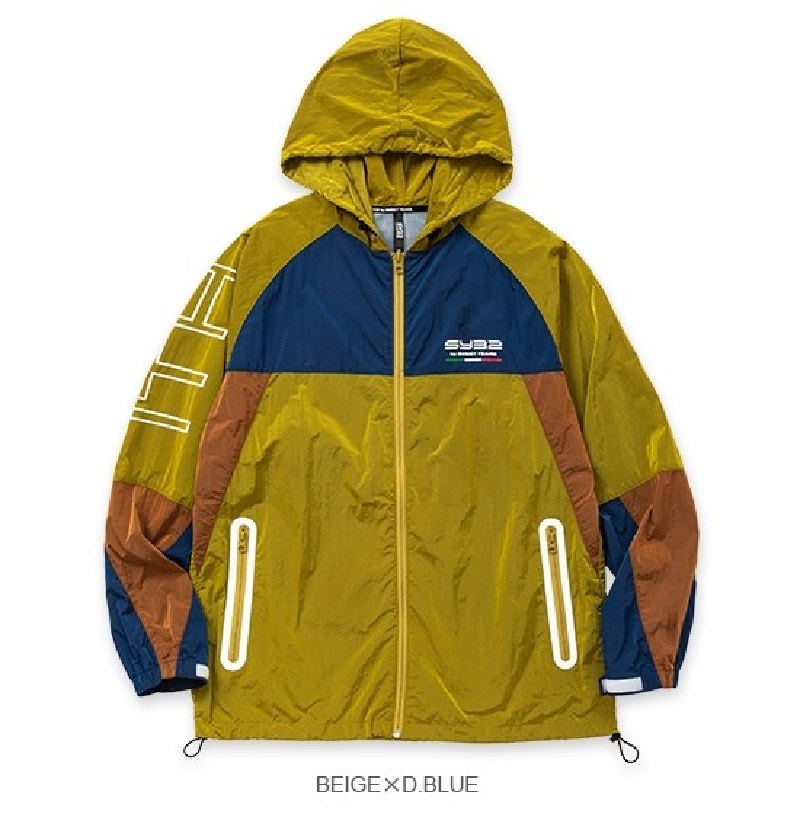 ��SALE�ۡ��������� �礭�������� ��� SY32 by SWEET YEARS ���������ȥ��䡼�� �ʥ����󥸥㥱�å� ������ɥ֥졼���� �������� ���åץա��ǥ��� RETRO COLOR NYLON ZIP HOODIE XXL XXXL XXXXL