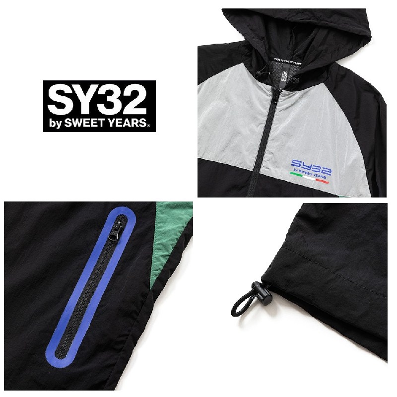 ��SALE�ۡ��������� �礭�������� ��� SY32 by SWEET YEARS ���������ȥ��䡼�� �ʥ����󥸥㥱�å� ������ɥ֥졼���� �������� ���åץա��ǥ��� RETRO COLOR NYLON ZIP HOODIE XXL XXXL XXXXL