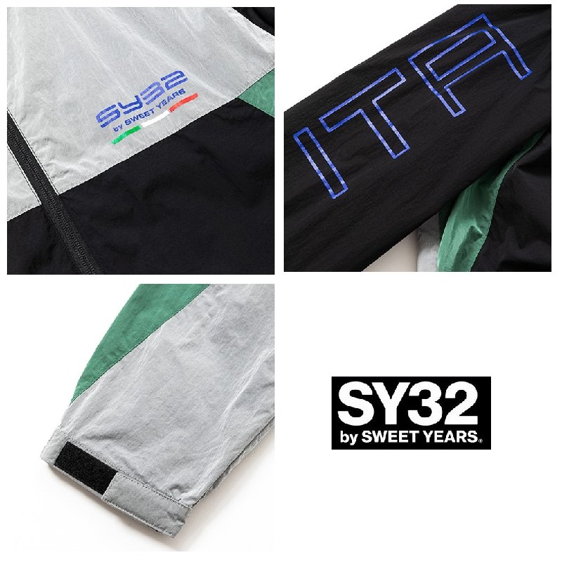 ��SALE�ۡ��������� �礭�������� ��� SY32 by SWEET YEARS ���������ȥ��䡼�� �ʥ����󥸥㥱�å� ������ɥ֥졼���� �������� ���åץա��ǥ��� RETRO COLOR NYLON ZIP HOODIE XXL XXXL XXXXL