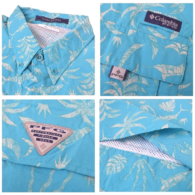 �礭�������� ��� Columbia ������ӥ� Ⱦµ����� UV���å� �ե��å��� ��� PFG Super Bahama Short Sleeve Shirt XL XXL 