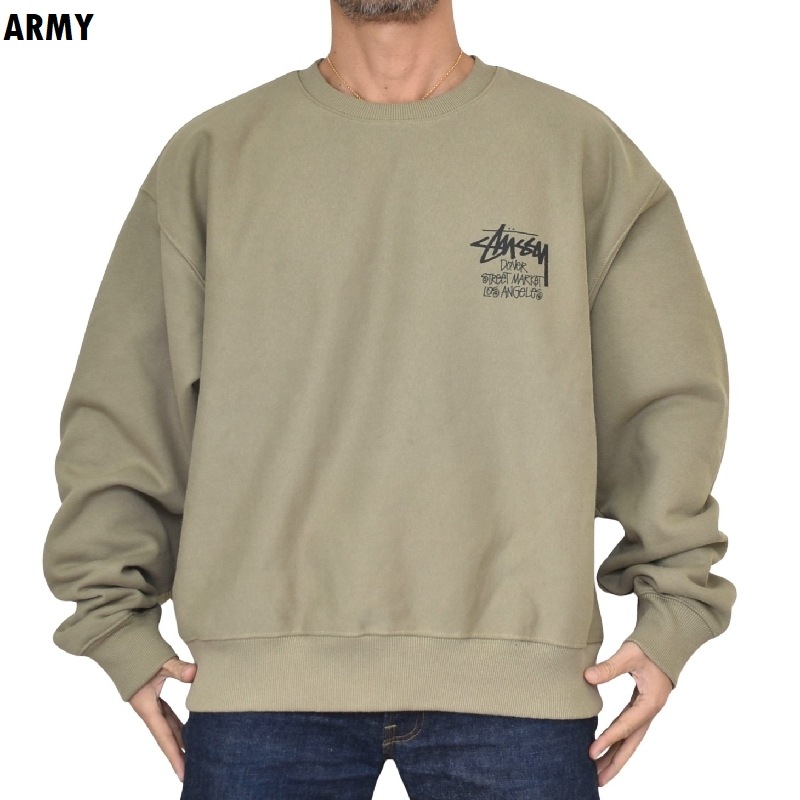 �礭����������� STUSSY ���ƥ塼���� ���롼�ͥå� �������åȥ���� �ɡ��С����ȥ꡼�ȥޡ����å� LA���� �����󥼥륹 Los Angeles STOCK DSM WORLD TOUR CREW XXL