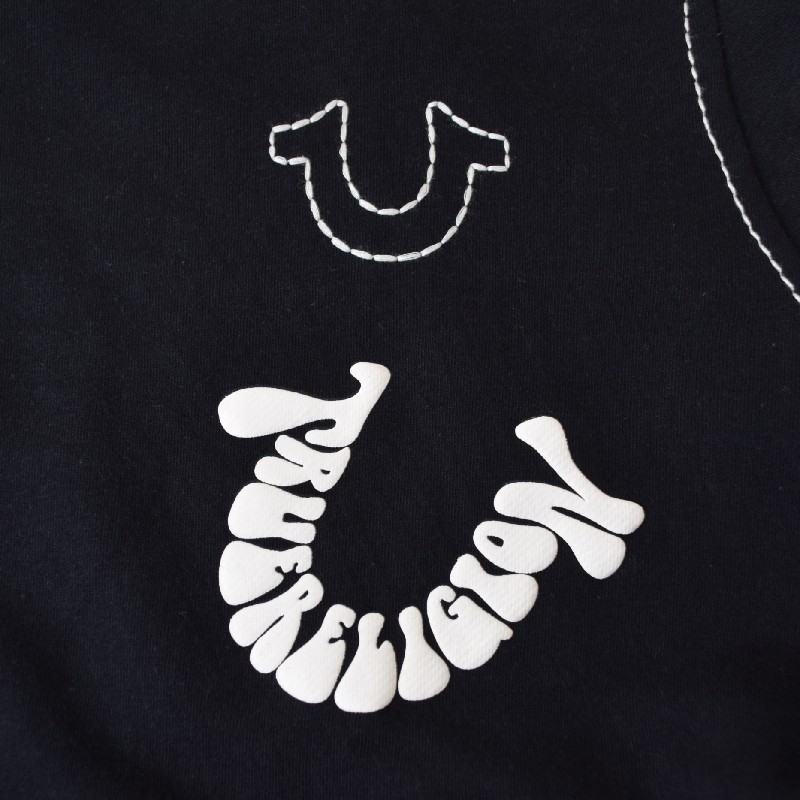 礭  TRUE RELIGION ȥ롼ꥸ BIG T WARPED PUFF PRINT LOGO ZIP HOODIE ե른å աǥ å ѡ XXL XXXL