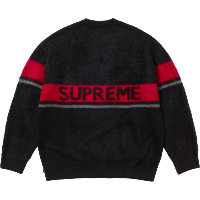 �礭�������� ��� Supreme ����ץ꡼�� Brushed Stripe Sweater �������� �˥å� Black XXL