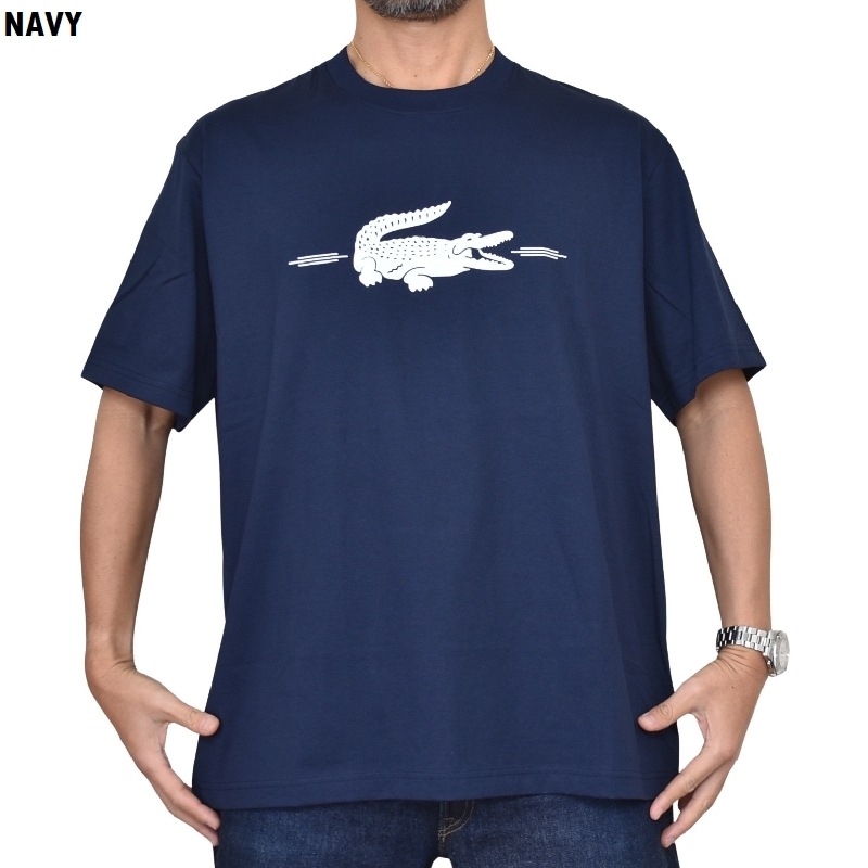 �礭�������� ��� Lacoste �饳���� ���롼�ͥå� Ⱦµ�ԥ���� �֥�å� �� �ͥ��ӡ� �� ���꡼�� CLASSIC FIT XXL XXXL XXXXL