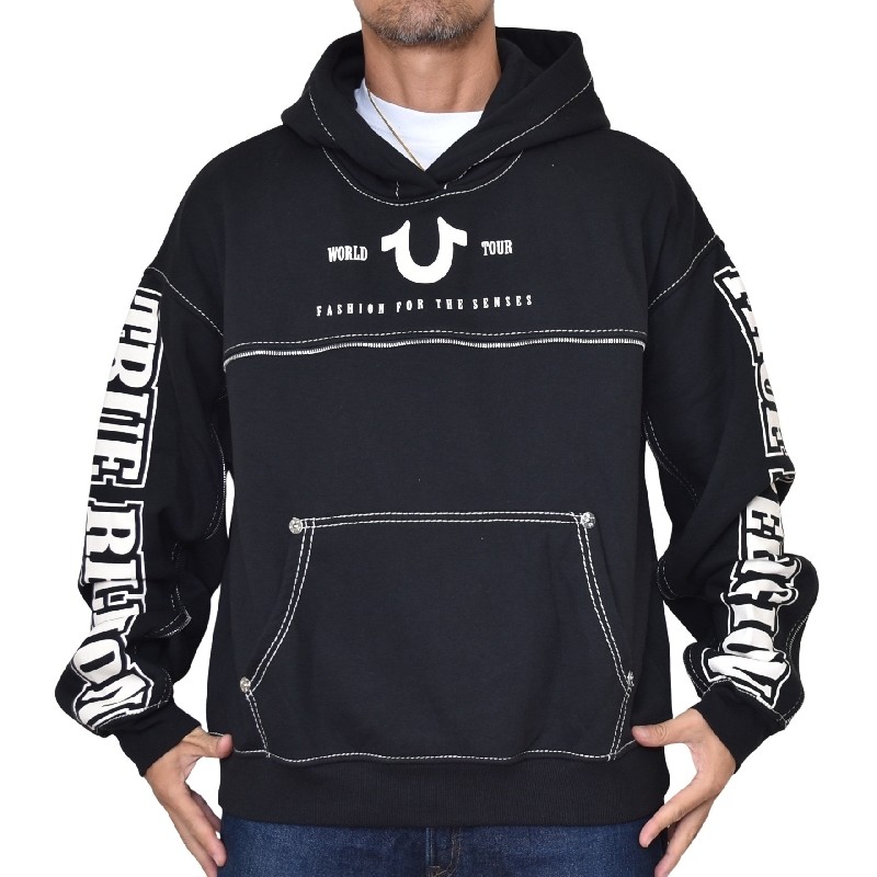 礭  TRUE RELIGION ȥ롼ꥸ BIG T LOGO ZIP TRIM HOODIE ץ륪С աǥ å ѡ XXL