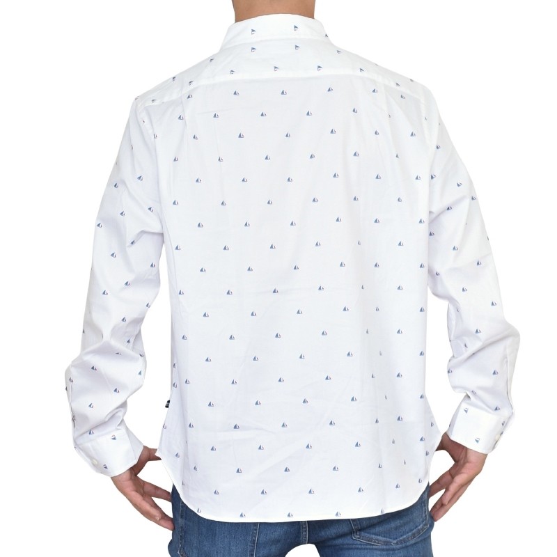 �礭�������� ��� NAUTICA �Ρ��ƥ��� �Ρ����� Ĺµ����� �����ݥ���� printed oxford shirt XL XXXXL