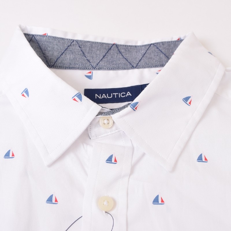 �礭�������� ��� NAUTICA �Ρ��ƥ��� �Ρ����� Ĺµ����� �����ݥ���� printed oxford shirt XL XXXXL