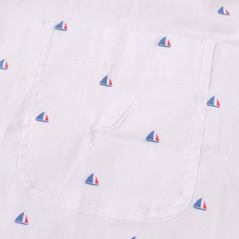 �礭�������� ��� NAUTICA �Ρ��ƥ��� �Ρ����� Ĺµ����� �����ݥ���� printed oxford shirt XL XXXXL