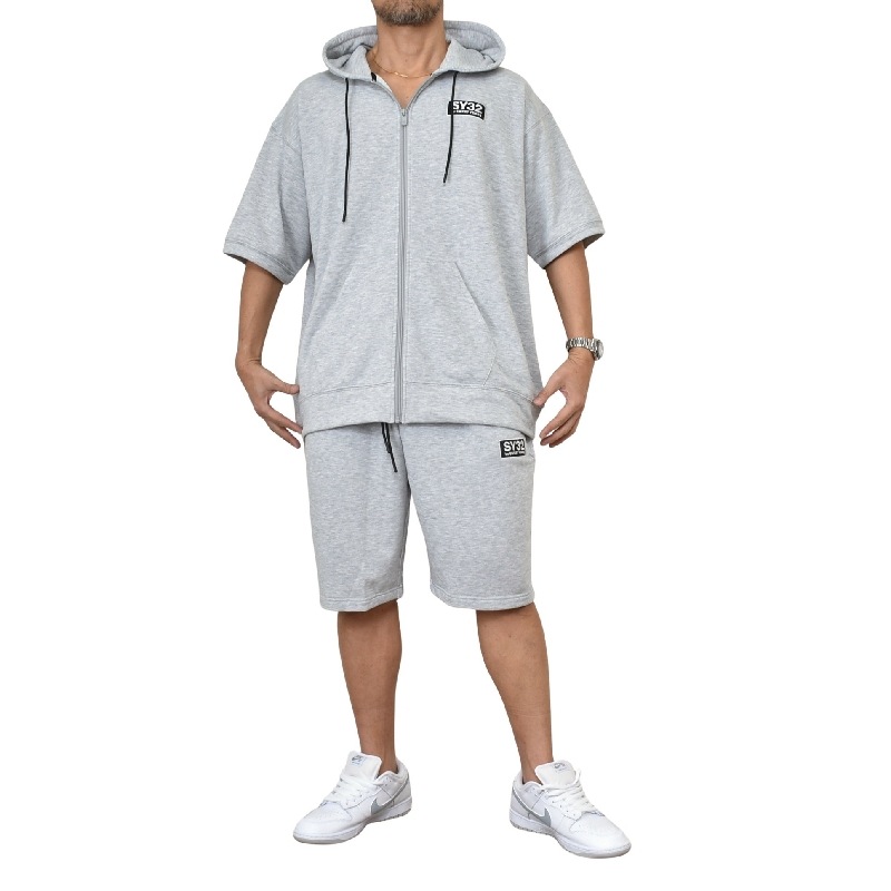 �������� �礭�������� ��� SY32 by SWEET YEARS BASIC BOX LOGO S/S ZIP HOODIE SETUP ���ݥ���� ���ڥ�ɽ� �ե른�å� Ⱦµ �ϡ��եѥ�� �ա��� �ѡ����� ���åȥ��å� �岼 �� �֥�å� ���졼 ΢�ӥ������å� XXXL XXXXL