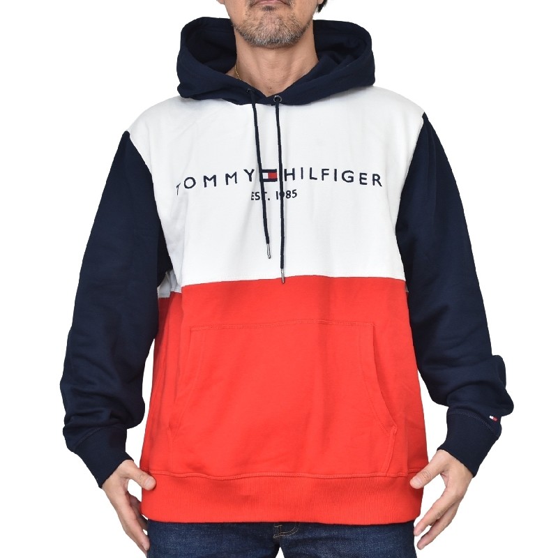�礭����������� TOMMY HILFIGER �ȥߡ��ҥ�ե����� Embroidered Tommy Logo Hoodie ���顼�֥��å� �ץ륪���С� �������å� �ա��ǥ��� ΢���� �ۿ� �ڤ��ؤ� ���� Ĺµ �ȥåץ� XXL