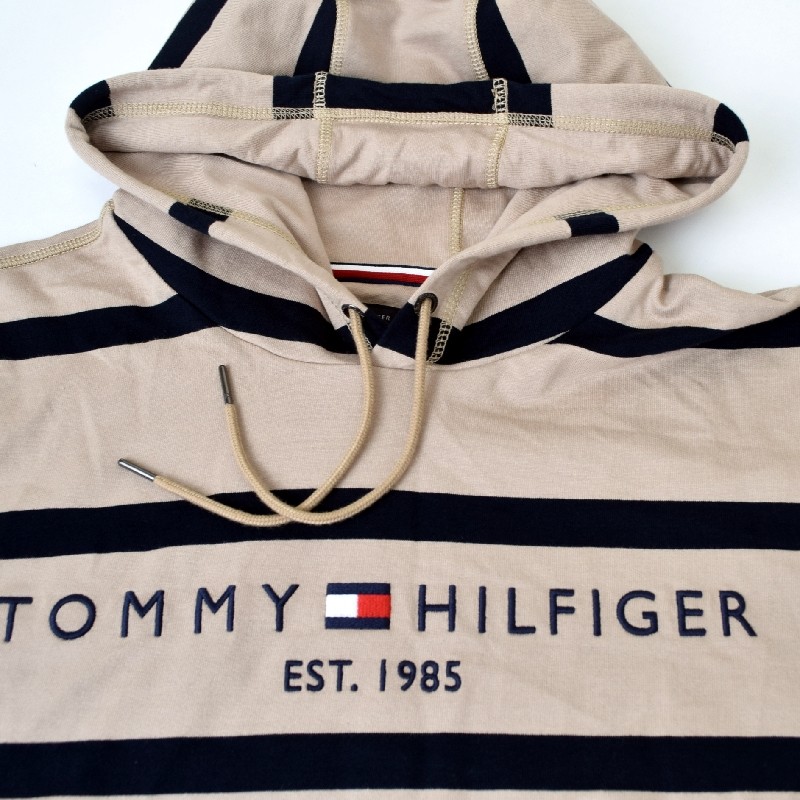 �礭����������� TOMMY HILFIGER �ȥߡ��ҥ�ե����� Tommy Logo Stripe Hoodie �������å� �ץ륪���С� �ѡ����� �ܡ����� �����ɽ� XXL