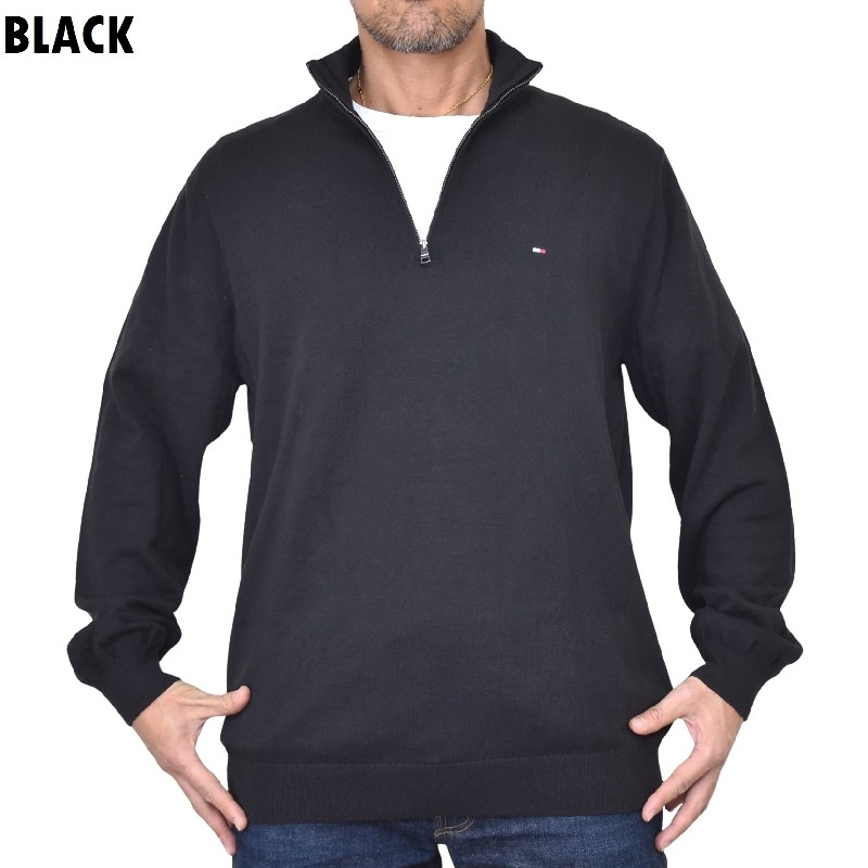 �礭����������� �ȥߡ��ҥ�ե����� TOMMY HILFIGER �ϡ��ե��å� �������������å� ���åȥ� Ĺµ �ȥåץ� �ե�å����� ���ݥ���Ȼɽ� Classic Quarter-Zip Sweater XXL