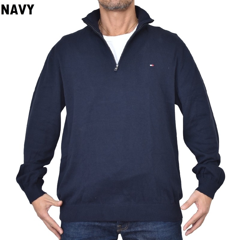 �礭����������� �ȥߡ��ҥ�ե����� TOMMY HILFIGER �ϡ��ե��å� �������������å� ���åȥ� Ĺµ �ȥåץ� �ե�å����� ���ݥ���Ȼɽ� Classic Quarter-Zip Sweater XXL
