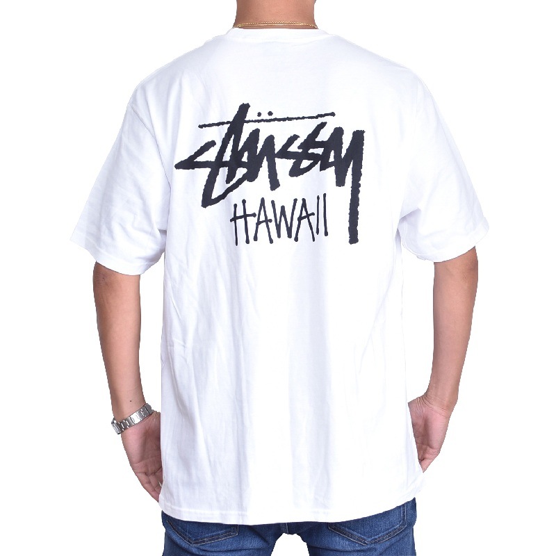 大きいサイズメンズ Stussy ステューシー 半袖 Tシャツ ワイキキ ハワイ限定 Hawaii 白 黒 Xl 大きいサイズのメンズ服専門店 Deff