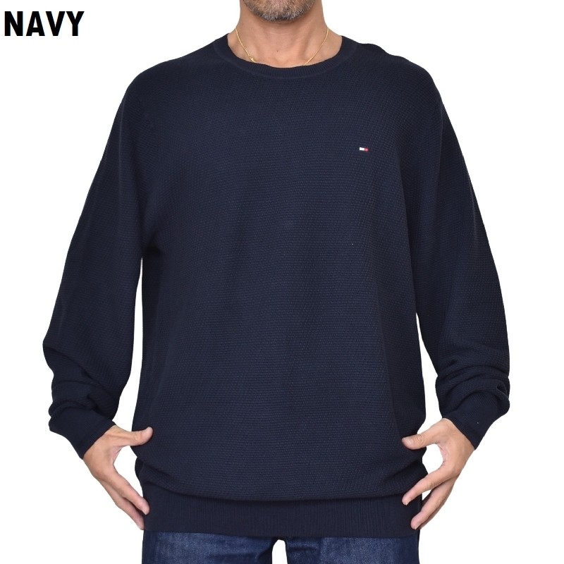 �礭����������� TOMMY HILFIGER �ȥߡ��ҥ�ե����� Structured Crewneck Sweater �������� �˥å� ���롼�ͥå� Ĺµ ���ݥ���Ȼɽ� XL XXL