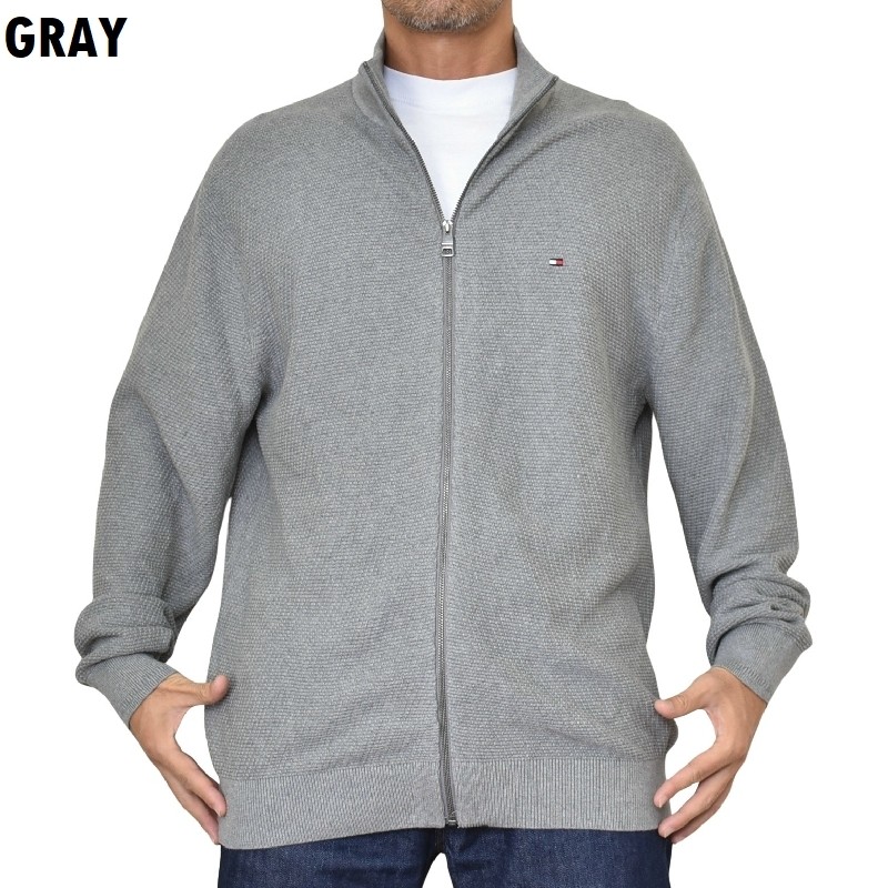 �礭����������� TOMMY HILFIGER �ȥߡ��ҥ�ե����� Textured Stitch Zip Mockneck Cardigan �������� �˥å� �ե른�å� �����ǥ����� Ĺµ ���ݥ���Ȼɽ� XL XXL