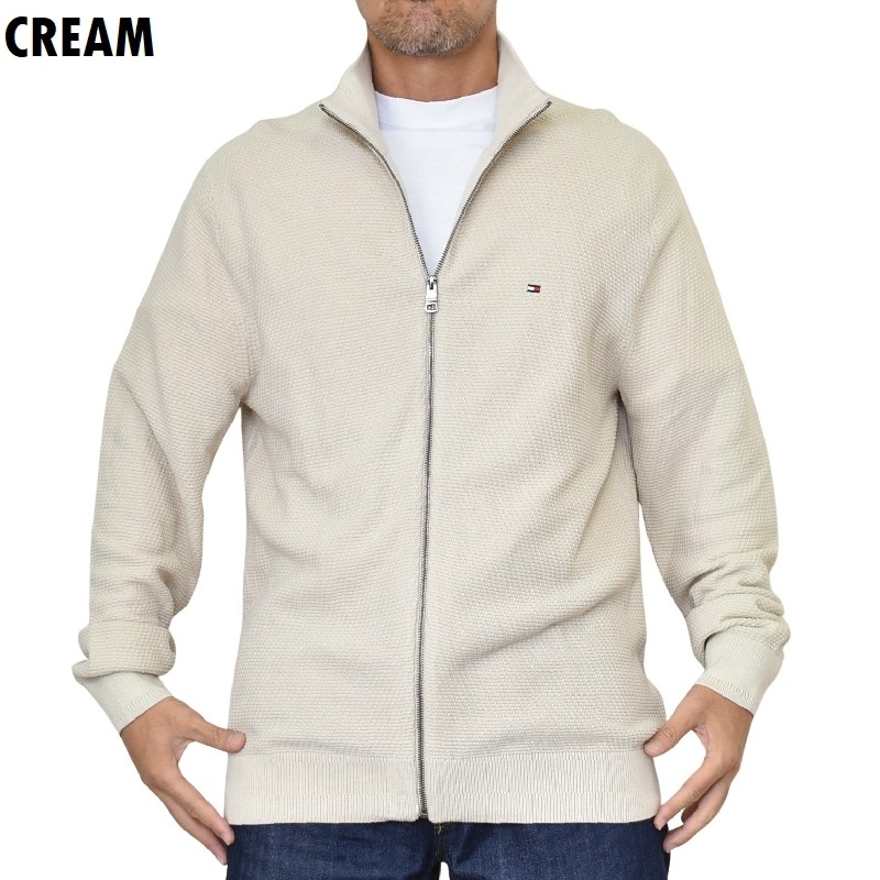 �礭����������� TOMMY HILFIGER �ȥߡ��ҥ�ե����� Textured Stitch Zip Mockneck Cardigan �������� �˥å� �ե른�å� �����ǥ����� Ĺµ ���ݥ���Ȼɽ� XL XXL