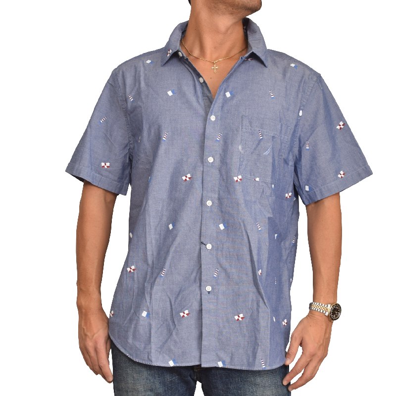 大きいサイズ メンズ Nautica ノーティカ ノーチカ 半袖 シャツ 総柄 Classic Fit Xl Xxl Xxxl 大きいサイズの メンズ服専門店 Deff