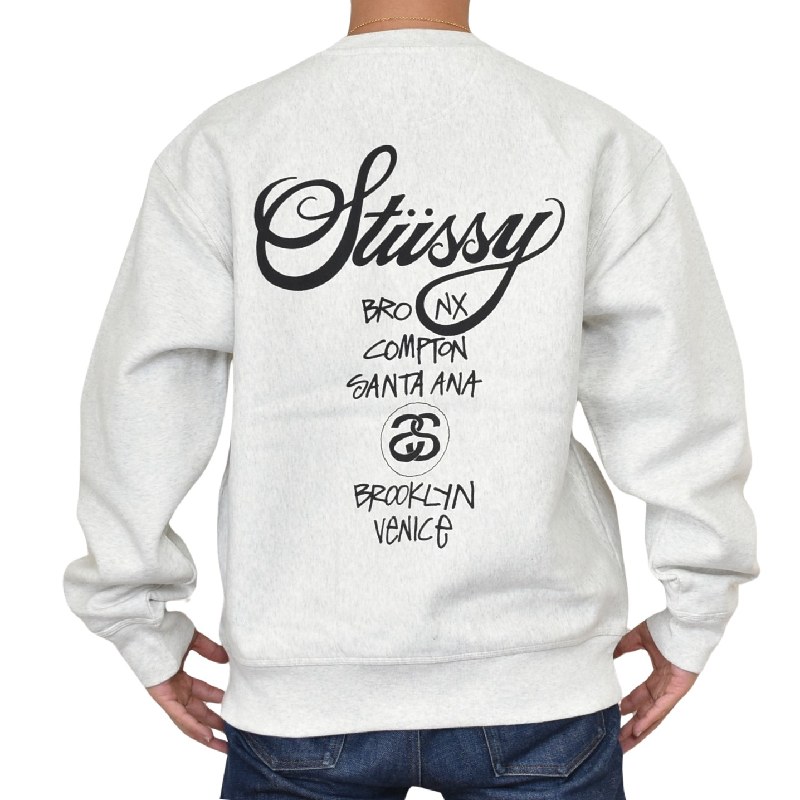 �礭����������� STUSSY ���ƥ塼���� ���롼�ͥå� �������åȥ���� �ɡ��С����ȥ꡼�ȥޡ����å� LA���� �����󥼥륹 Los Angeles DSM WORLD TOUR CREW XL XXL