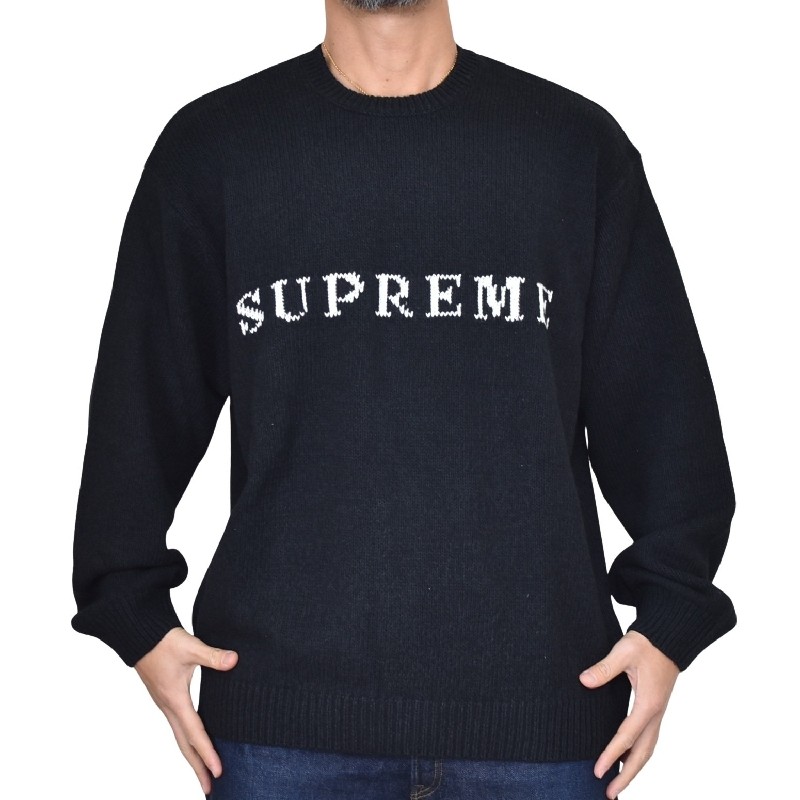 �礭�������� ��� Supreme ����ץ꡼�� Contrast Logo Sweater �������� �˥å� Black XXL
