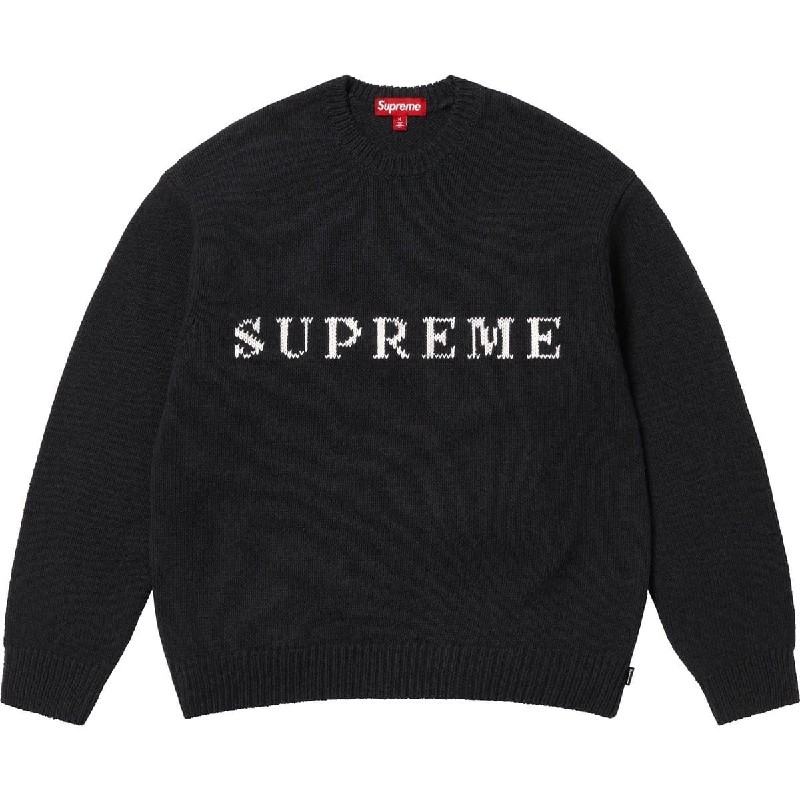 �礭�������� ��� Supreme ����ץ꡼�� Contrast Logo Sweater �������� �˥å� Black XXL