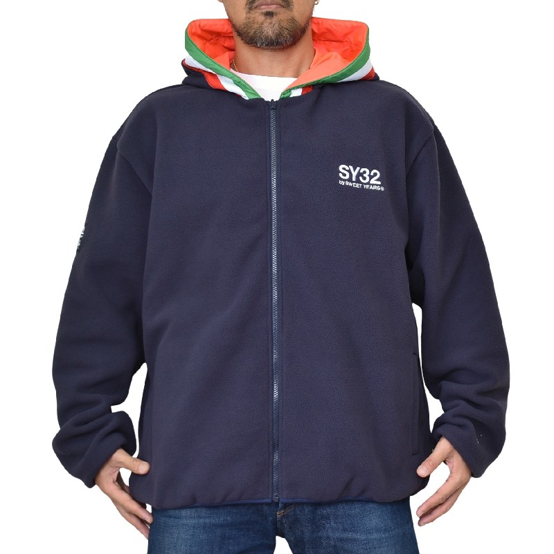 ��SALE�ۡ������� �礭�������� ��� SY32 by SWEET YEARS ���������ȥ��䡼�� ��С����֥� �ե꡼�� �ե른�å� ���㥱�å� REVERSIBLE FLEECE ZIP HOODIE XXXL XXXXL