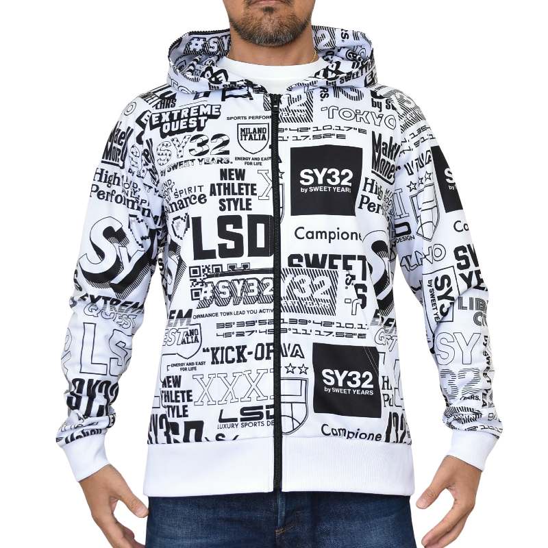 ��SALE���礭�������� ��� SY32 by SWEET YEARS ���������ȥ��䡼�� ���� �ץ��� �������åȥ��åץѡ����� �ա��ǥ��� PE PRINT SWEAT PARKA XXXL XXXXL