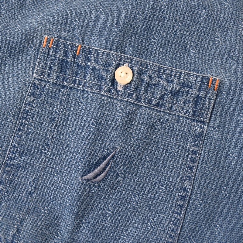 礭  NAUTICA Ρƥ Ρ Ⱦµ  ֥졼 ǥ˥ chambray short-sleeve shirt XL