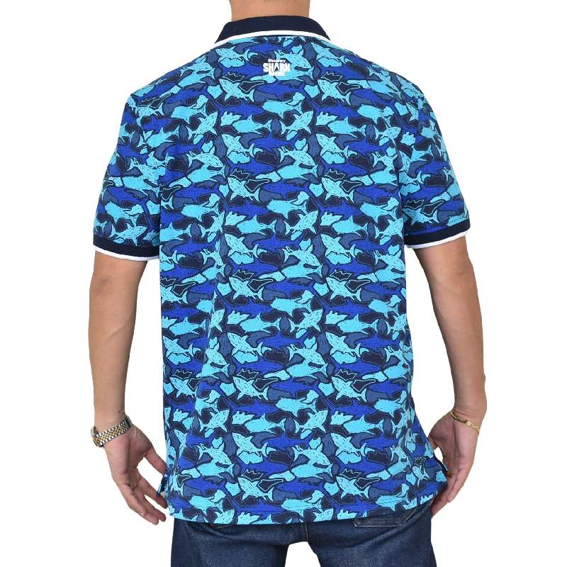 �礭�������� ��� NAUTICA �Ρ��ƥ��� �Ρ����� �ݥ������ Ⱦµ ���� Shark Week Sustainably Crafted Classic Fit Shark Print Polo XL XXL XXXL [M�� 1/1]